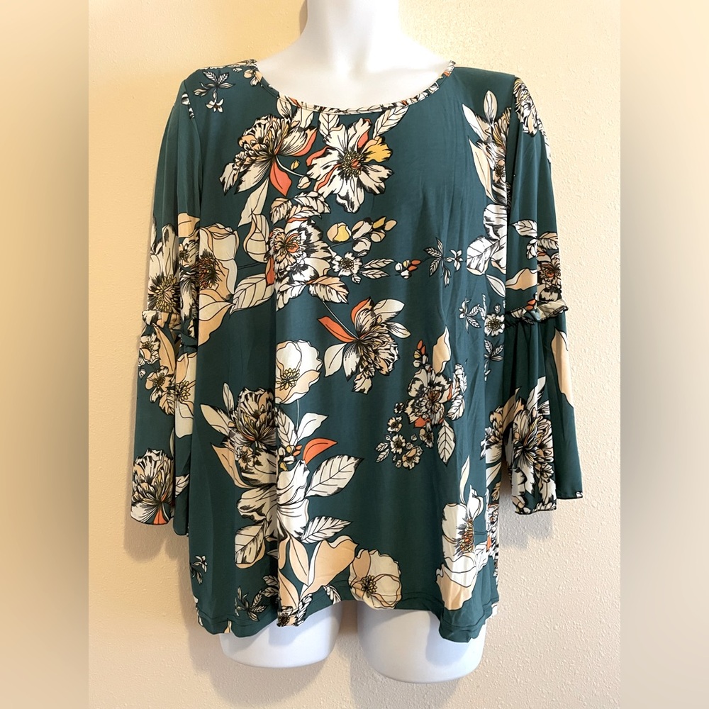 Floral Teal Women's Top